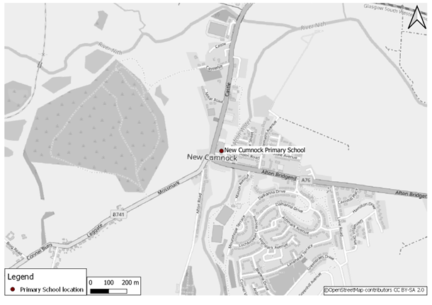 Figure A-22: New Cumnock Primary School Location, as described in the text below