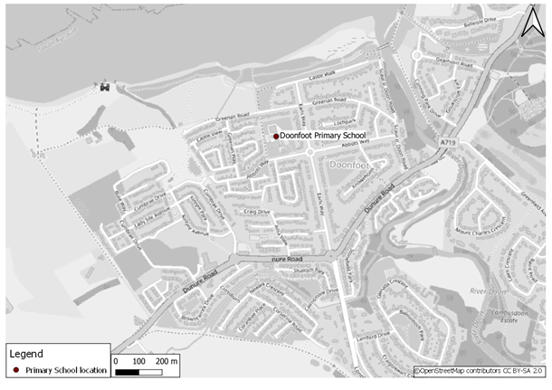 Figure A-30: Donfoot Primary School Location, as described in the text below