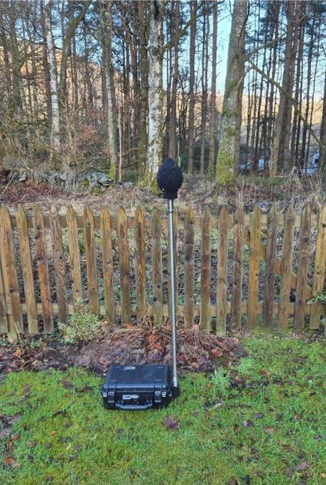Example of noise monitoring equipment in a garden.