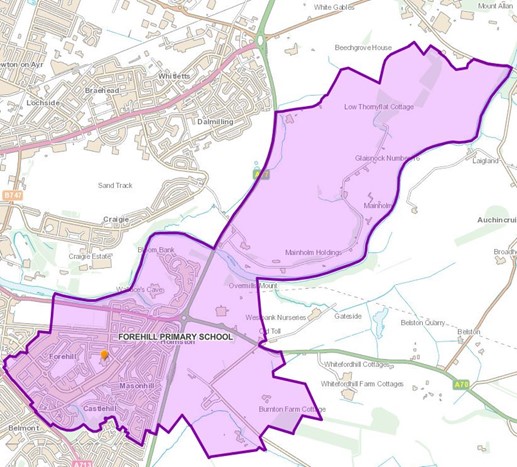 Figure A-35: Forehill Primary School Catchment Area, as described in the text below