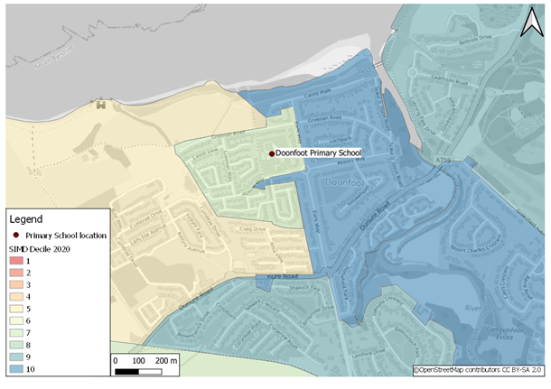 Figure A-32: Doonfoot Primary School SIMD, as described in the text below