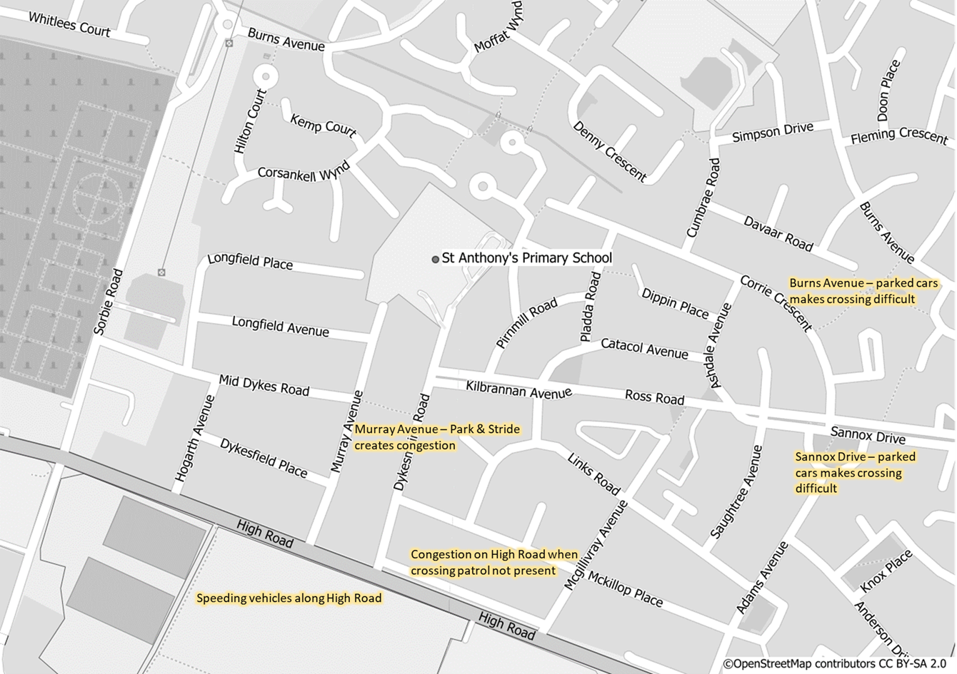 Figure B-1: St. Anthony’s Primary School Focus Group Map, as described below