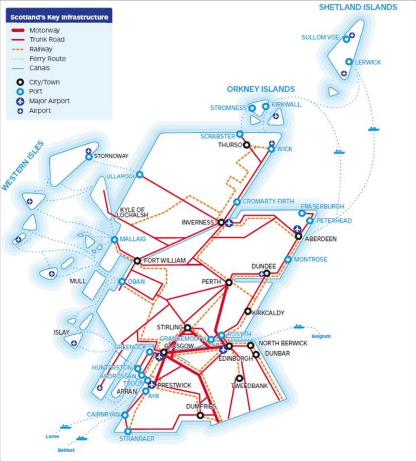 Image 2 - Scotland's Key Transport Infrastructure, as described in the previous text